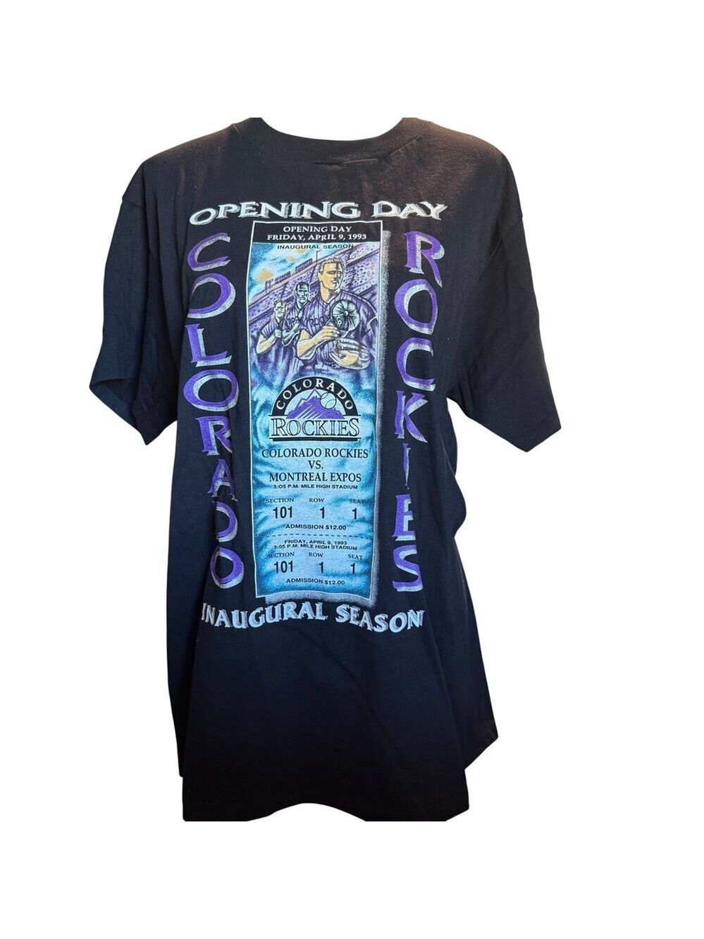 Vintage 1993 Colorado Rockies Opening Day, Inaugural Season, Deadstock, Large